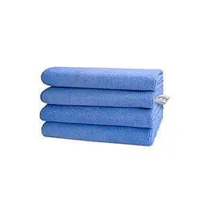 SOFTSPUN Microfiber Cloth - 4 pcs - 30x40 cms - 340 GSM Sky Blue - Thick Lint & Streak-Free Multipurpose Cloths - Automotive Microfibre Towels for Car Bike Cleaning Polishing Washing & Detailing