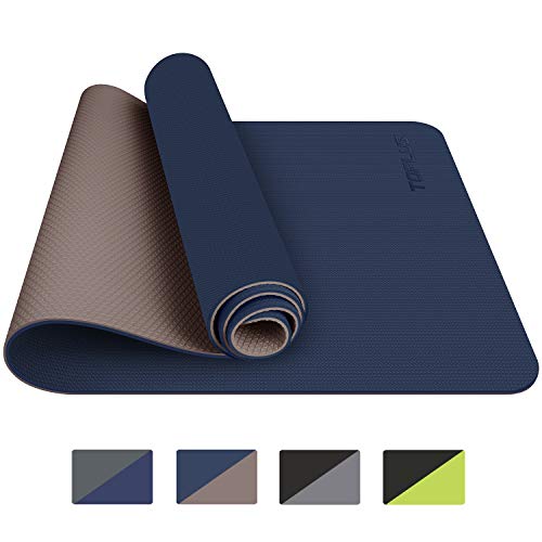 TOPLUS Tapis de Yoga, Tapis Gym - en TPE matériaux Recyclable, Ultra antidérapant et Durable, 183x61x0.6 cm, Non Toxique, Tapis de Sol pour Sport, Fitness (Bleu Foncé)