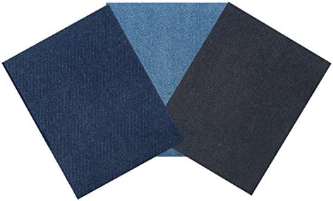 2 Denim Iron On Patches Light Dark Or Black Repair Mending Jeans Jacket Shirt Sew (Light Blue)