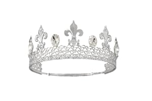 LEEMASING Retro Men's Metal Round Crown King Ornament Royal Cosplay Props For Wedding Prom Birthday Party Pageant Costume
