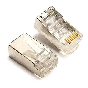 FENTICO 8P8C RJ45 Metal Shielded Male Plug Crimp Connector for Standed CAT6 Ethernet Network Cable - (Pack of 10 Pcs)