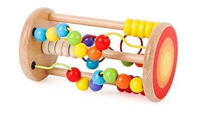 Small Foot- Cylindre évolutif en Bois coloré. Les Circuits de motricité et Les bouliers forment la Coordination mai-œil de l'enfant, 10630