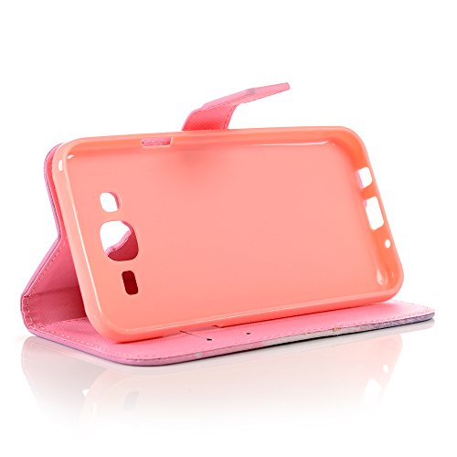 Hülle für Samsung Badalink J5 2015 UltraSlim Schutzhülle Leder PU Handyhülle Muster Rosa Lila Handytasche Wallet Case Ständer Handyhuelle Cover +Eingabestift+Staubstecker - 8