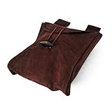 Wildleder Gothic Gürteltasche samtig braun 2 Schlaufen Knopf Verschluß 20 x 16,5 cm zeitloses Design