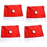 DegGod 4pcs gorro de Papá Noel Decoración Fiesta de Navidad de fundas de silla de comedor, Santa Hat Chair Covers Christmas Ornaments (4 Christmas hat chair covers)