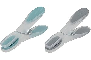 JJA Conjunto de 24 Pinzas para la Ropa, Metal, Azul Y Gris, L. 1,5 x P 3,5 x H. 8,5 cm