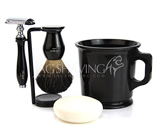 Old School Complete Shaving Kit with Brush Mug DE Safety Razor & Soap Gift set