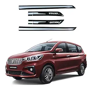 Great Buyer ABS (Broad Width Black & Silver Dual in Colour) Car Side Beading/Car Side Garnish/Car Door Garnish/Door Lining/Door Protector for Maruti Suziki Ertiga 2019-2020 (Set of 4 Pieces)