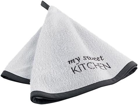 Charme et Douceur Lucie Round Grey Cotton Hand Towel, 60 x 60 cm.