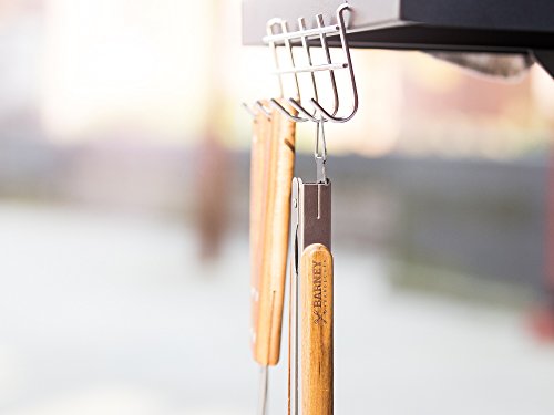 Akazienholz Edelstahl Grillzange Barney Barbecue 45 cm von Springlane Selection Grillzubehör mit extra-langen ergonomisch geformten Griffen mit Holzaufsatz und Aufhänge-Öse braun/silber - 6