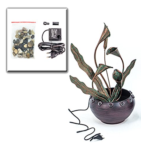 Zimmerbrunnen Metall Pflanzen Topf - Kupfer Blumen Brunnen Design Feng Shui von Haus der Herzen ®