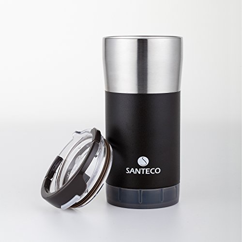Santeco Origami Thermal Becher, 473ml Doppelwandige Edelstahl Kaffeetasse-Schwarz - 6