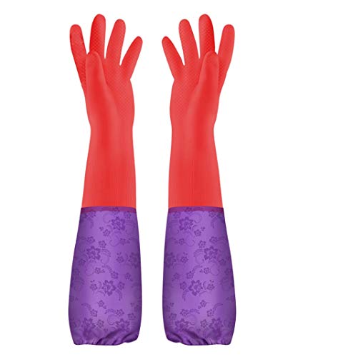 Preisvergleich Produktbild Wasserdichte Handschuhe, lange, dicke, warme, Frostschutzmittel Hausarbeit, Gummihandschuhe reinigen