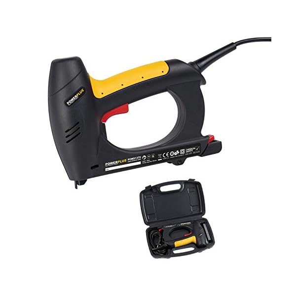 POWERPLUS POWX1370 Elektro Tacker / Nagler 230 Volt inkl. 200 x Klammern und 100 x Nägel und Aufbewahrungskoffer