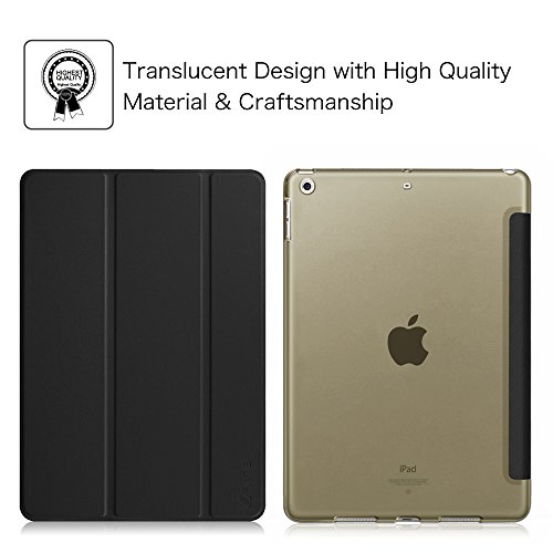 Fintie iPad 9.7 Zoll 2017 Hülle – Ultra Slim Superleicht Schutzhülle mit Lichtdurchlässig Rückseite Abdeckung Smart Cover Case Tasche mit Auto Schlaf / Wach und Standfunktion für Apple iPad 2017 Neue Modell, Schwarz - 2