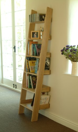 High Quality Oak Shelf Ladder Bookshelf Media Storage Display Unit