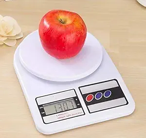 ALMURAT Digital Kitchen Scale Electronic Weight Machine ABS White Weighting Scales for Home Kitchen Use Max Capacity 10Kg Min 1Gm.