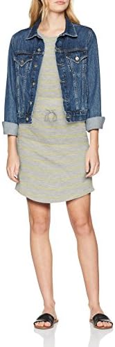 ONLY NOS Women's Onlmay S/s Noos Dress, Multicoloured (Light Grey Melange Stripes:Golden Kiwi), 12 (Manufacturer Size: Medium)