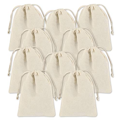 Enjoygoeu 10 Pezzi Sacchetto di Cotone con Cordino Cotone Borse Coulisse Gioielli Sacchetti Piccola da Regalo Borsa Caramella (20×15cm)