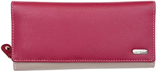 Felda RFID Genuine Leather Ladies Long Coin &amp; 23 Card Purse Wallet (Maroon Multi)