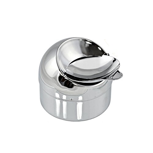 Aschenbecher Windaschenbecher aus Metall verchromt mit Klappe – 3 Stück – Durchmesser 9 cm - 3