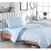 MER-TİM Mer-Tim Cotton Ranforce Single Person Tireless 160x240 Sheet Set - Light Blue