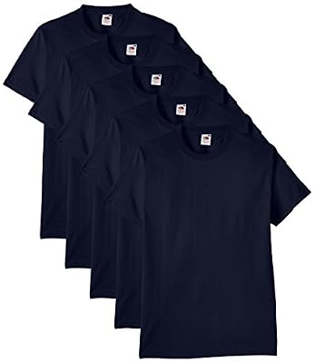 Fruit of the Loom - Heavy Cotton Tee Shirt 5 pack - T-Shirt Homme, Bleu (Blau - Marineblau), Medium, Lot de 5