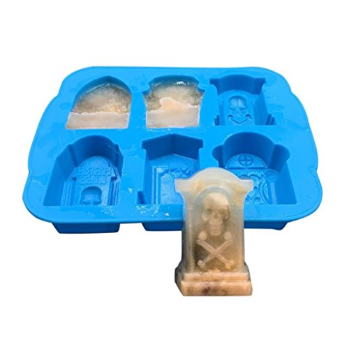 Spespo 2 stampi 3D in silicone per ghiaccio, caramelle, cioccolatini, blu (1 6 cubetti di pietra)
