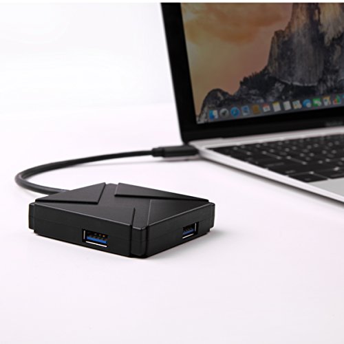 IVSO® New SuperSpeed USB 3.1 Type C 4 Port Hub Adapter USB ladestation Ladegerät Ladestation Ladedock für Apple The new MacBook (2304×1440) 12 Zoll Notbook , Chromebook Pixel 2015, MSI Gaming Notebooks,Surface Pro 4 Tablet PC etc ,Schwarz - 5