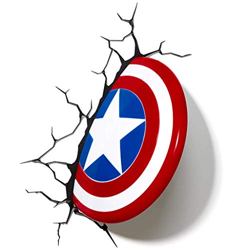Preisvergleich Produktbild Leuchte Tischleuchte - Captain America Shield 3D kreative Wandleuchte Kinderzimmer-Batterie-Nachtlicht Moderne LED-Nachttischlampe (Farbe : A)