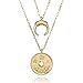 Produktbild NYAOLE Halskette für Frauen Retro Halskette Doppelschicht Legierung Münze Mond Anhänger Halskette Schlüsselbein Kette Schmuck