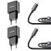 Produktbild NessKa Original 4in1 Ladeset Ladegerät | 2X 2A Netzteil + 2X 2 Meter Micro USB Schnell Highspeed Ladekabel Kabel passend für Samsung Galaxy/Sony Xperia/Huawei/HTC/LG/Nokia | Schwarz