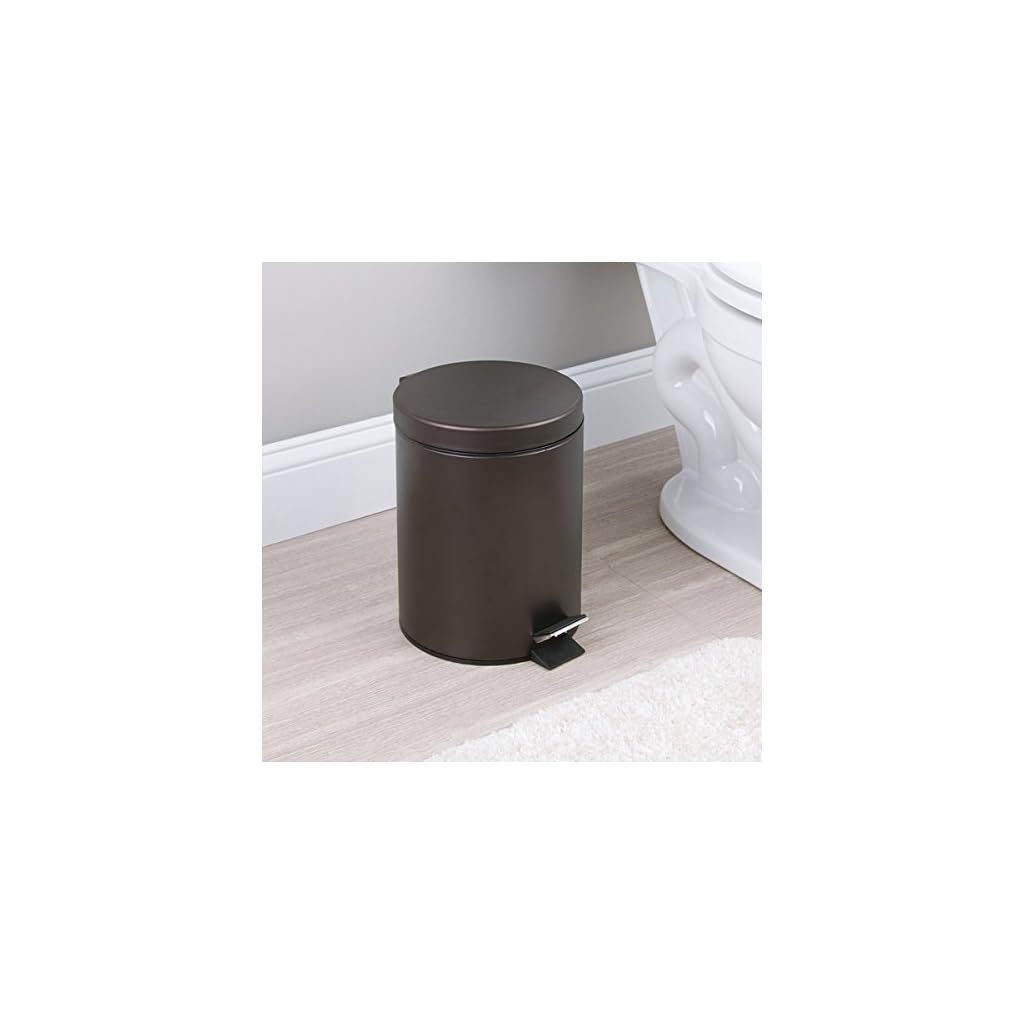 mDesign Cubo de basura con tapa y pedal – Moderna papelera de baño de