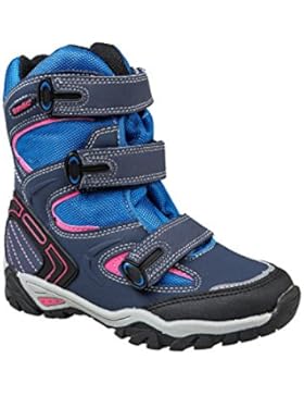 gibra Winterstiefel für Kinder, Warm Gefüttert, mit Klettverschluss, Blau/Pink, Gr. 31-36