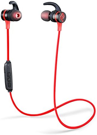 Running Headphones, Parasom A1 Magnetic V4.1 Wireless Stereo Bluetooth Headphones Sport Headset In-Ear Noise Isolation Earphone Earbuds for Gym Running -Sweatproof, Microphone (Black/red)