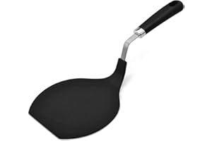 Contiup Grip-EZ Premium Chef Series Round Flexible Large Spatula Pancake Spatula,Pancake Flipper,Egg Turner, and Omelet Spatula-Heat Resistant，Black