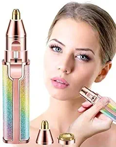 W.A.Y  Eyebrow Trimmer & Facial Hair Remover for Women | 2 in 1 Painless Eyebrow Hair Remover For Girls | Rechargeable Eyebrow Lips Nose Body Facial Hair Removal Razor For Women (Rainbow-Color)