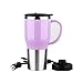Produktbild huanlebao Tragbarer Beheizter 12/24 V KFZ Wasserkocher Edelstahl Tasse Auto Kaffeetasse mit Ladegerät 450 ml, Rosa, 24 V