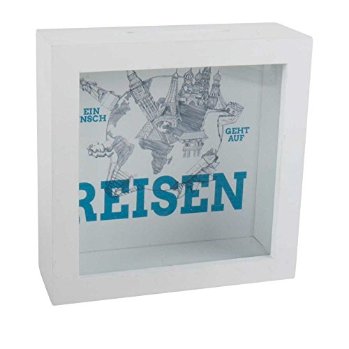 Preisvergleich Produktbild Spardose "Reisen" aus Holz Sparbüchse Sparen