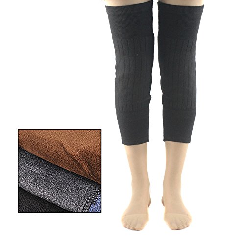 Preisvergleich Produktbild Butterme Unisex Verdicken Verlängern Atmungsaktive elastische Cashmere-Wolle Knielinge Knie-Klammer-Stützkniescheibe Beschützer halten warm im kalten Wetter Schwarz