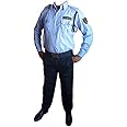 REGALIA Men's Security Guard Uniform (Samray Blue Shirt - Black Matty Trouser/Pant) with Complete Accessories Set & Labels (Waist 36 Inch), EACH
