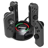 【Indicador LED】- Hay 4 barras de luz para indicar el estado de carga de cada Joy-Con. ROJO durante la carga y VERDE cuando está completamente cargado, muy conveniente para comprender el estado de carga en cualquier momento.