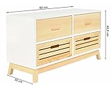 ts-ideen Landhaus Kommode Sideboard zur Aufbewahrung im Kinderzimmer Flur Badezimmer Wohnzimmer Büro aus Pinienholz mit MDF weiß und Natur - 8
