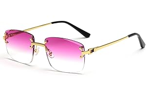 kachawoo Lunettes de soleil sans monture, carrées, couleur progressive, style rétro vintage