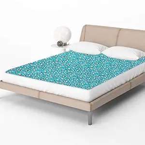 Baybee Kitty Water Proof Bed Cover, Reusable Bed Sheet for Baby, Crib Sheet, Underpad, PVC Mattress Protector, Kids Bed Sheet, Baby Mat Size 4.5 X 6.5 Ft Pack of 1 (Green, Large)