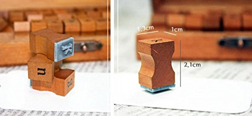 Dosige Gummi-Stempel Englisch Alphabet Briefmarken Holzbox mit Buchstaben (Alphabet) Sonderzeichen Wood Stamps - 7