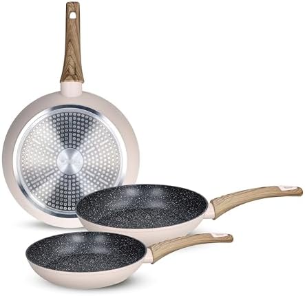 Tognana Vanilla, Set 3 padelle 20/24/28 cm, alluminio, beige