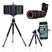 Produktbild ONX3 (Black + Tripod Holder) Universal-Clip-on 8x Zoom-optisches Teleskop Manueller Fokus Telefon-Kamera-Objektiv mit Justierbarer 360 Drehbarer Ministativ-Standplatz for Asus Echelon X One