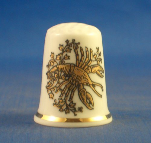 Para porcelana Coleccionable de dedal oro signos del zodíaco ---De cáncer de mama el Cangrejo