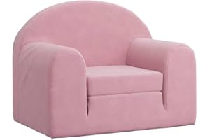 vidaXL Sofá Cama para Niños, Sillón con Respaldo Reposabrazos, Mini Sofá Infantil, Asiento para Dormitorio Sala de Juegos, Felpa Suave Rosa